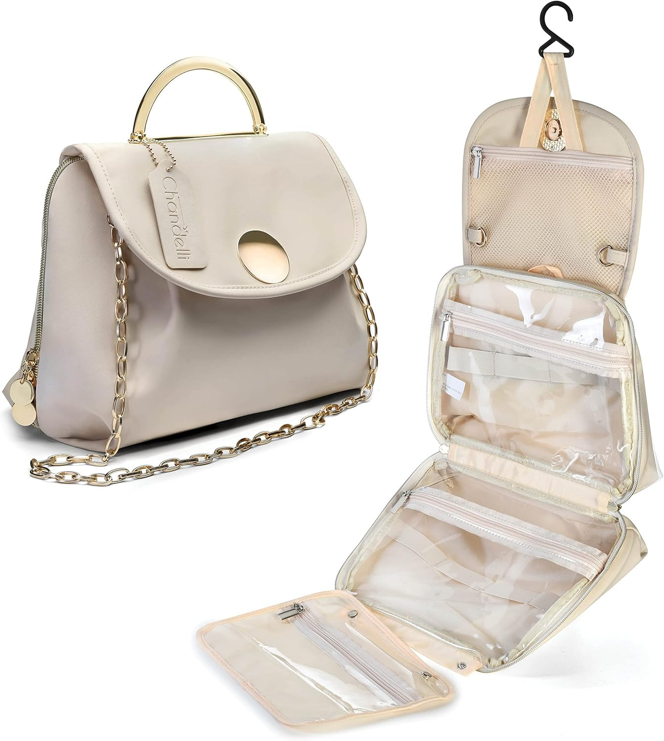 CHANDELLI Travel Toiletry Bag for Women Makeup Organizer with Hanging Hook for Travel Size Toilet... | Amazon (US)