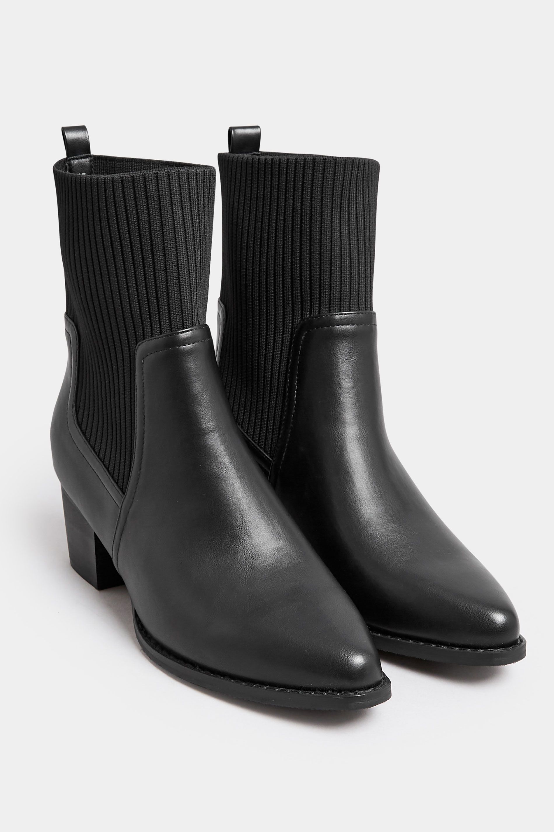 LIMITED COLLECTION Black Sock Top Line Western Boots In EEE Fit | Long Tall Sally