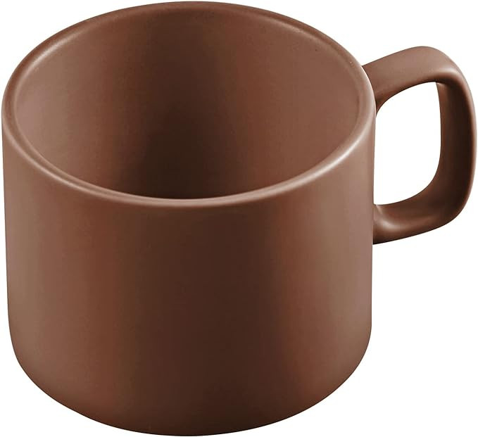 VOBAGA Coffee Mug 11 oz Tea Cup with Flat-Bottom Warming Coffee Milk for Office and Home (Brown) | Amazon (US)