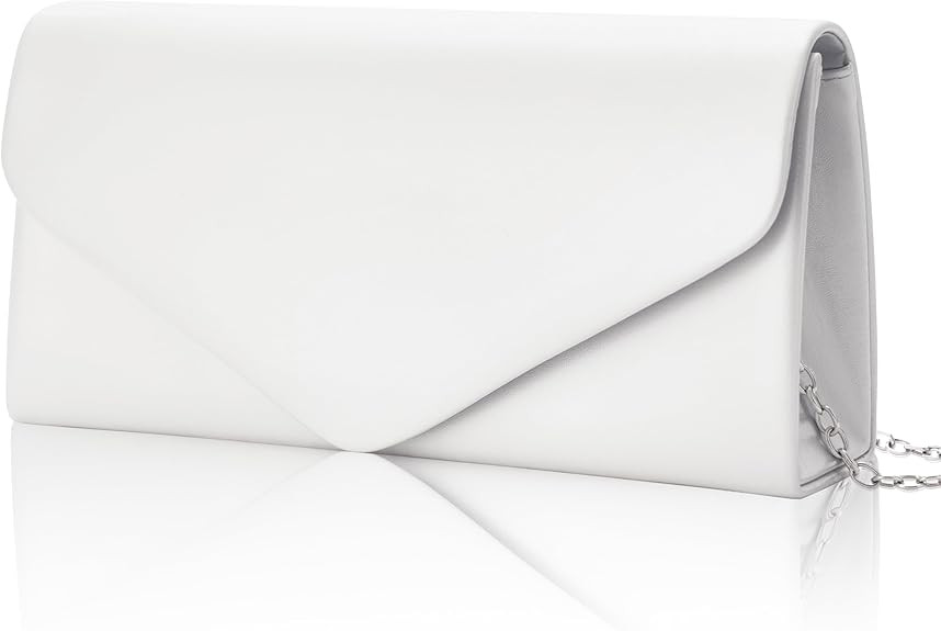 Larcenciel Envelope Clutch Purse for Women, Vegan Leather Evening Bag with Chain Strap, Wedding C... | Amazon (US)