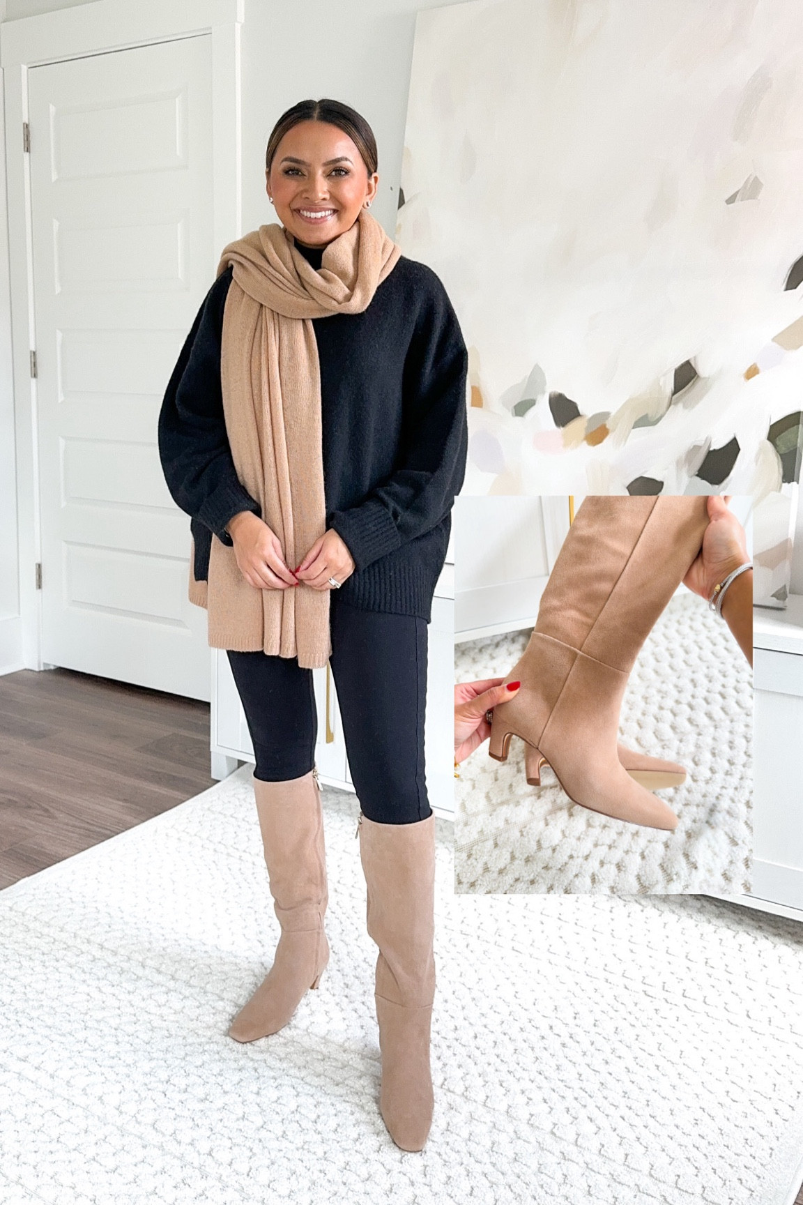 Black oversized sweater size XS TTS 
Black leggings size small petite TTS 
Tan boots size 5.5 TTS

Nordstrom sale 
NSALE 
Nordstrom anniversary
Boots 
Fall outfits 

#LTKxNSale #LTKStyleTip #LTKSaleAlert