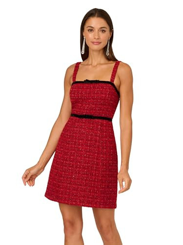Adrianna Papell Day Women's Tweed Mini Dress, Red/Black, 10 | Amazon (US)