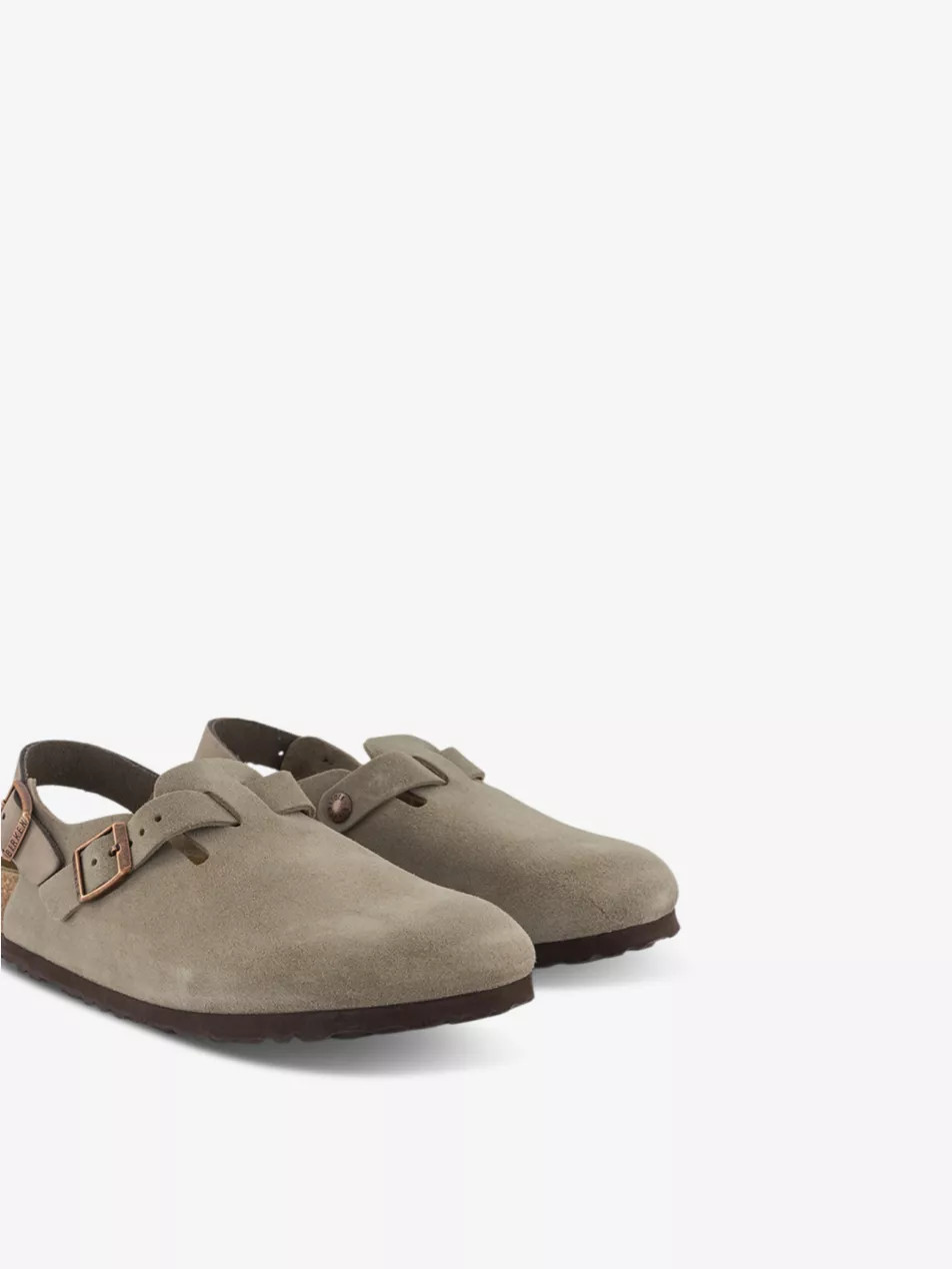 Tokio logo-embossed suede slingback clogs | Selfridges