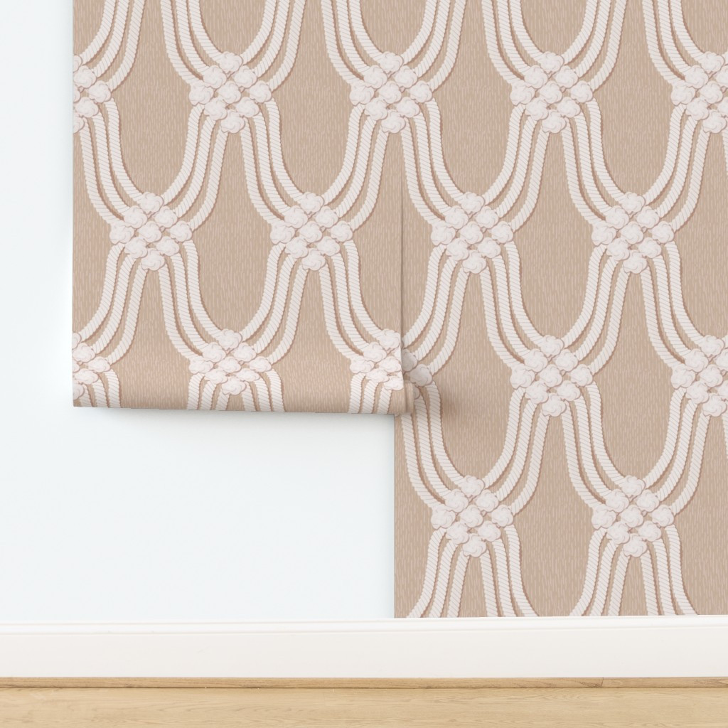 Wallpaper in (M) macrame rope knots boho texture wallpaper beige | Spoonflower