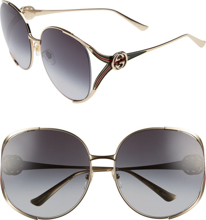 63mm Gradient Oversize Open Temple Round Sunglasses | Nordstrom