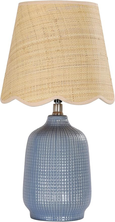 19" Modern Ceramic Table Lamp for Living Room Gray Blue Base Desk Lamps for Bedroom Farmhouse Bed... | Amazon (US)