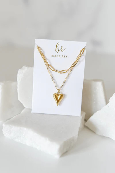 Camila layered paperclip necklace & heart pendant necklace | Bella Rey Designs