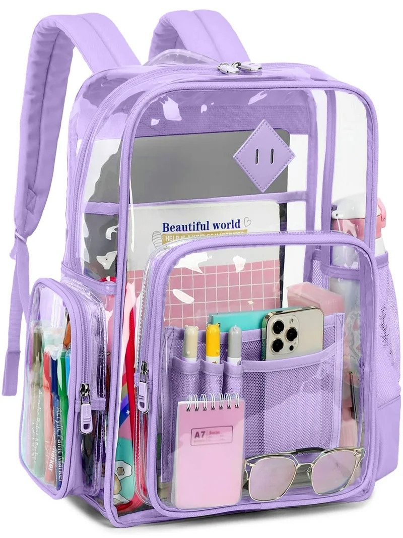 Sanmadrola Clear Backpack Heavy Duty Stadium Approved School Bookbag PVC Backpacks for Adults Tra... | Walmart (US)