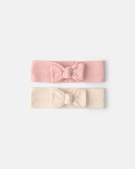 Baby Girl 2-Pack Headbands - Pink/Ivory | Carter's | Carter's Inc