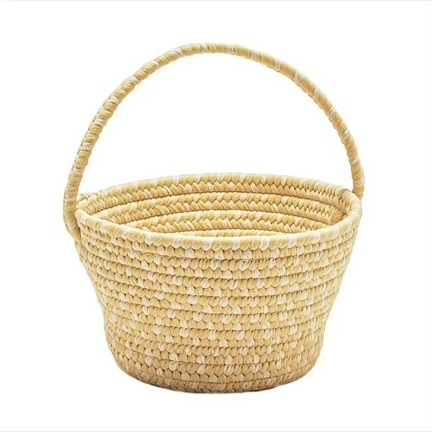 EB47A008X007 Easter Spring Mix Basket - Yellow 8"x12"x7" Basket, 100% Polypropylene - Round. - Wa... | Walmart (US)