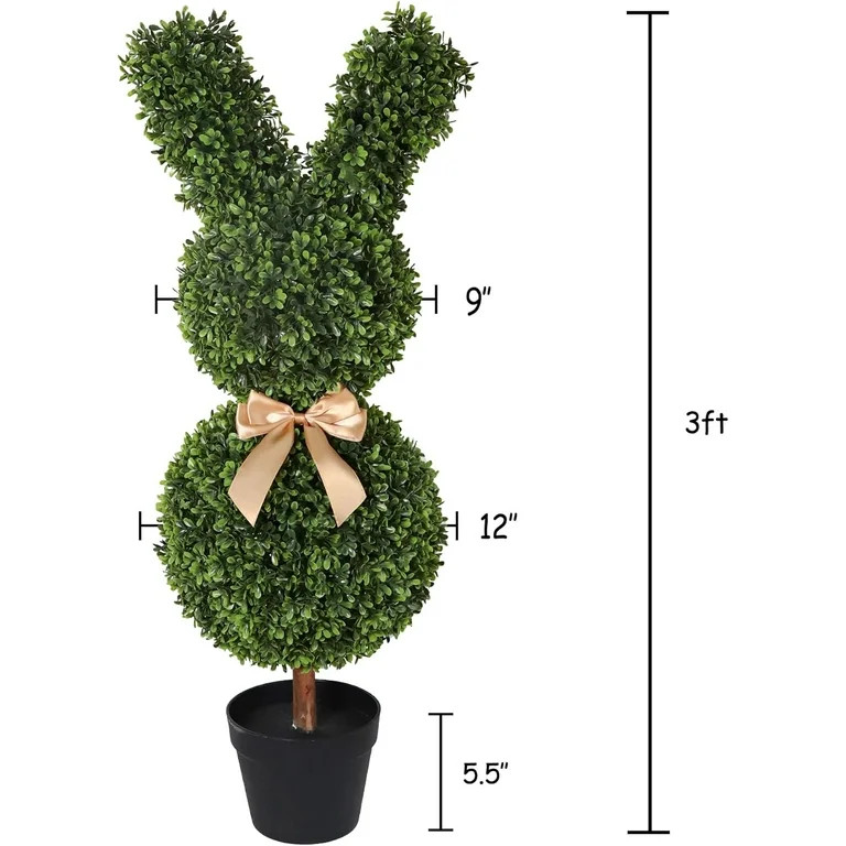 Artificial Bunny Topiary, Boxwood Topiary Rabbit Figurine Large Topiaries, 36" Bunny-Shape Boxwoo... | Walmart (US)