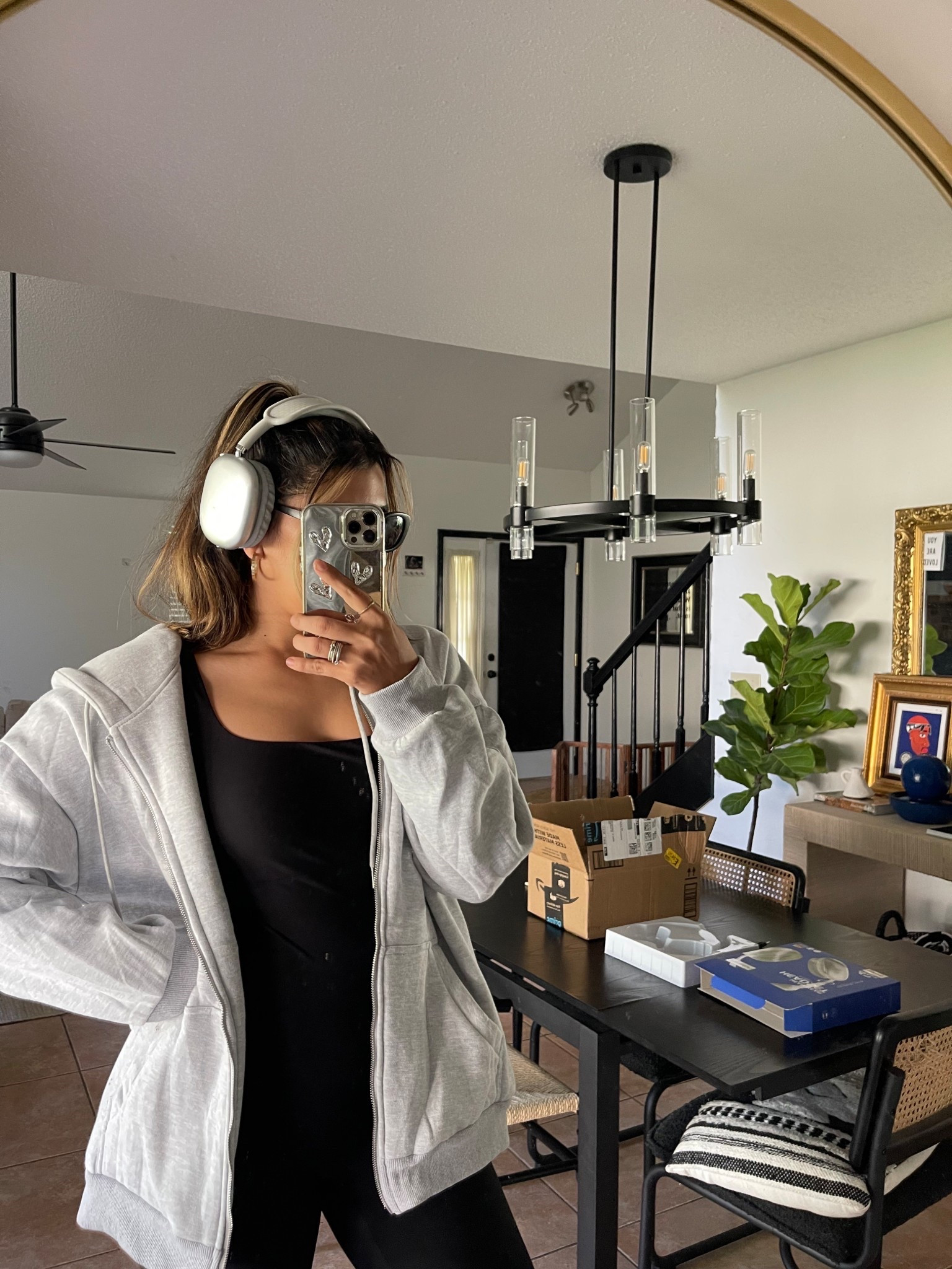Sculpted bodysuit with oversized high quality grey jacket for my happy girl walk and wannabe Apple headphones from Amazon 

#LTKHoliday #LTKActive #LTKFindsUnder100