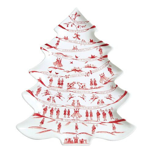 Country Estate Winter Frolic 15" Tree Platter - Ruby - Juliska - Red | One Kings Lane