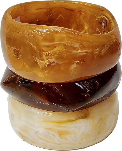 3PCSAcrylic Chunky Bangle Bracelets for Women,Resin Bangles | Amazon (US)