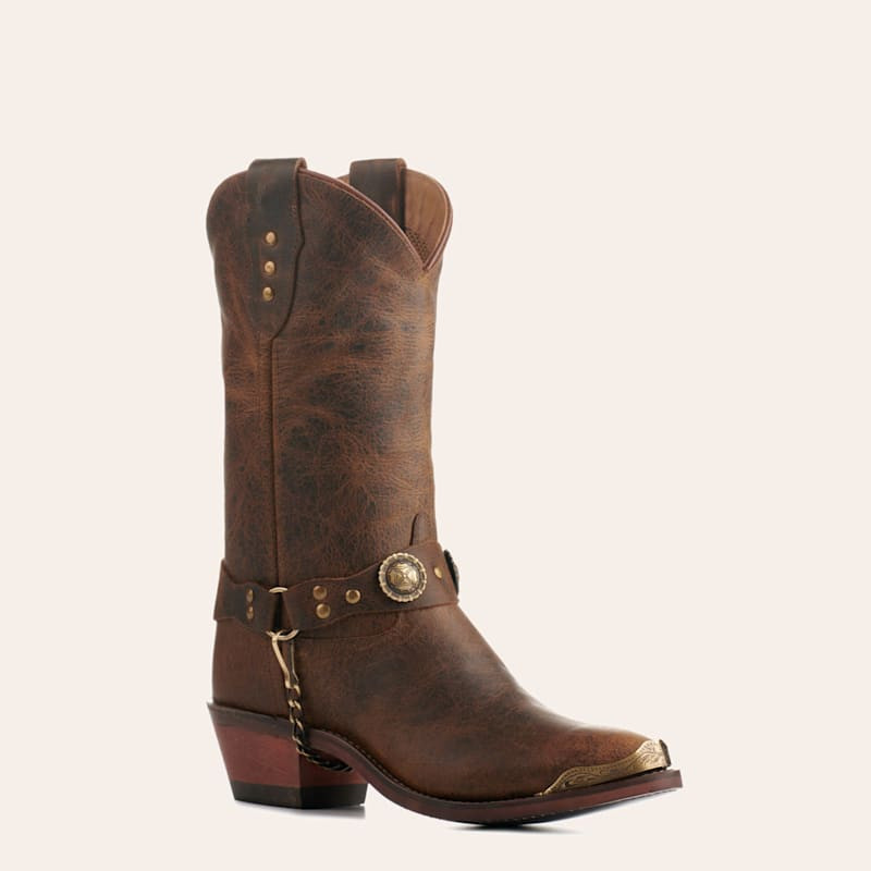 Old West Women's Antique Brown Harness Round Toe Cowboy Boots | Cavender's