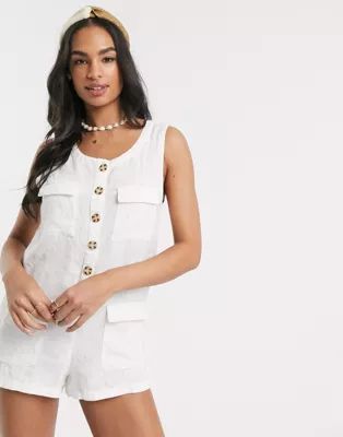 Rhythm Postiano linen romper in pearl white | ASOS (Global)