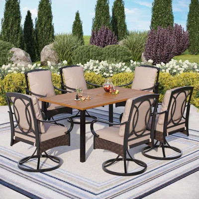 Argyri Rectangular 6 - Person 110" Long Dining Set with Cushions | Wayfair North America
