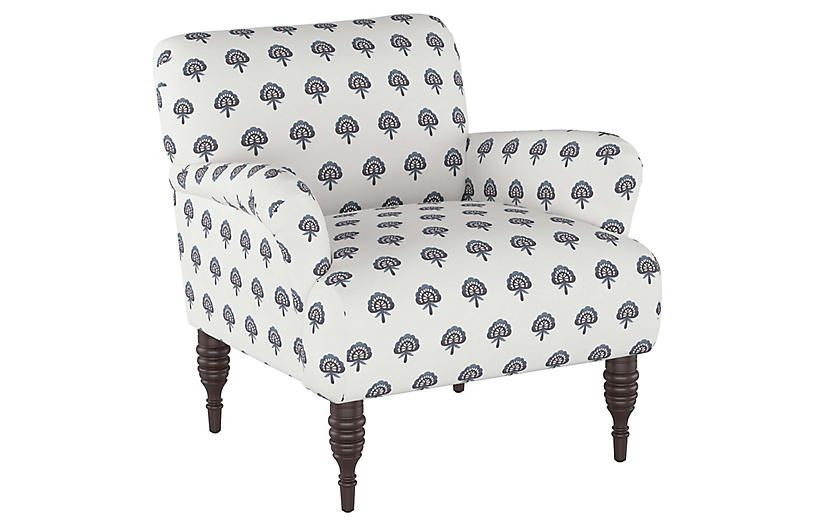 Nicolette Club Chair, Indigo Floral | One Kings Lane