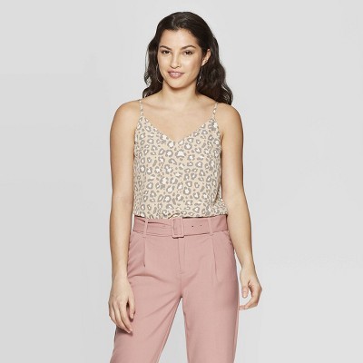 Women's Leopard Print Sleeveless V-Neck Tank Top - A New Day™ Tan | Target