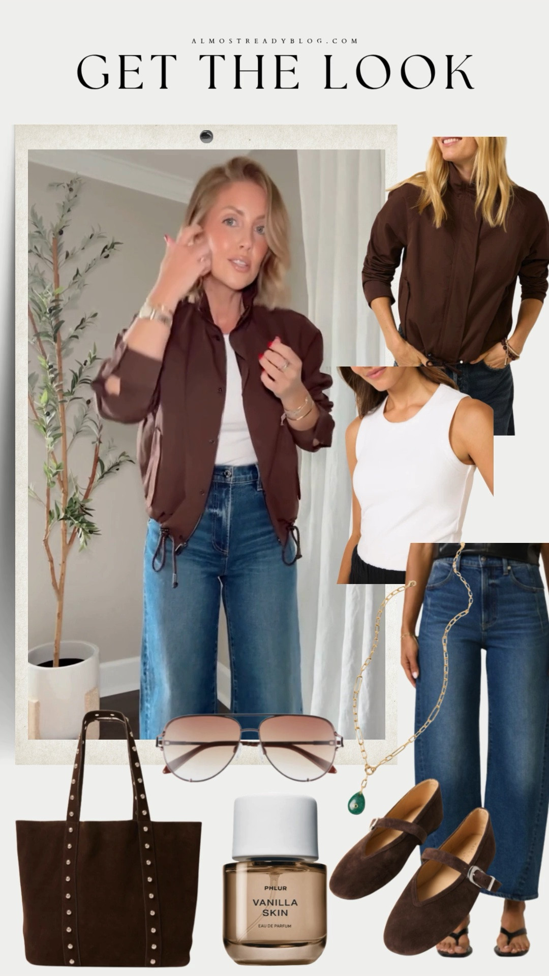 An effortless early fall look with a brown jacket, classic white tank, relaxed jeans, and suede flats.
XS tank / XS jacket / 24 jeans (I sized down one)

brown fall jacket, white tank top, relaxed blue jeans, early fall outfit, casual fall style, suede ballet flats, transitional outfit, everyday denim, brown tote bag, fall casual outfit

#LTKootd #LTKOver40
