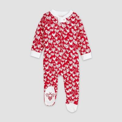 Burt's Bees Baby® Baby Girls' Valentine day Organic Cotton Sleep 'N Play Footed Pajama - Red | Target