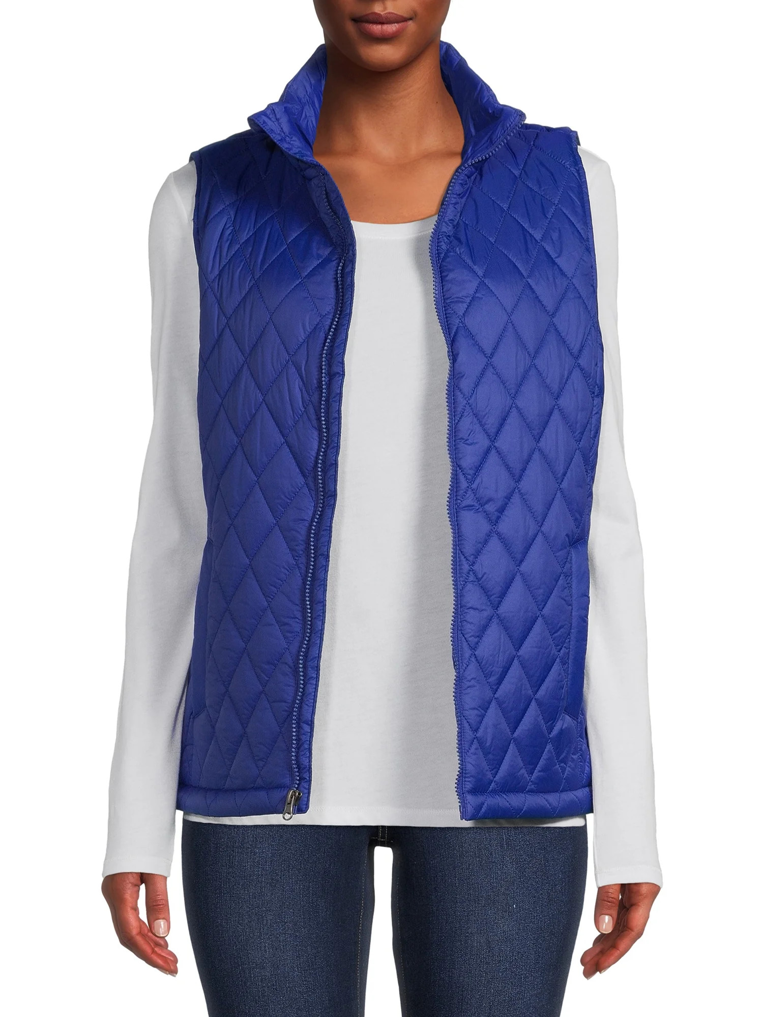 Time and Tru Women's and Plus Diamond Quilt Vest - Walmart.com | Walmart (US)