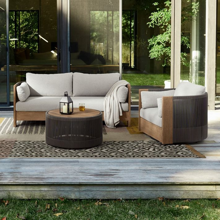 Porto Outdoor Sofa (76"), Swivel Chair & Coffee Table Set | West Elm (US)