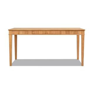 Dumont 63 in. Blonde Solid Rubberwood and Rubberwood Veneer Modern Farmhouse 1-Drawer Fluted Home Office Writing Desk | The Home Depot