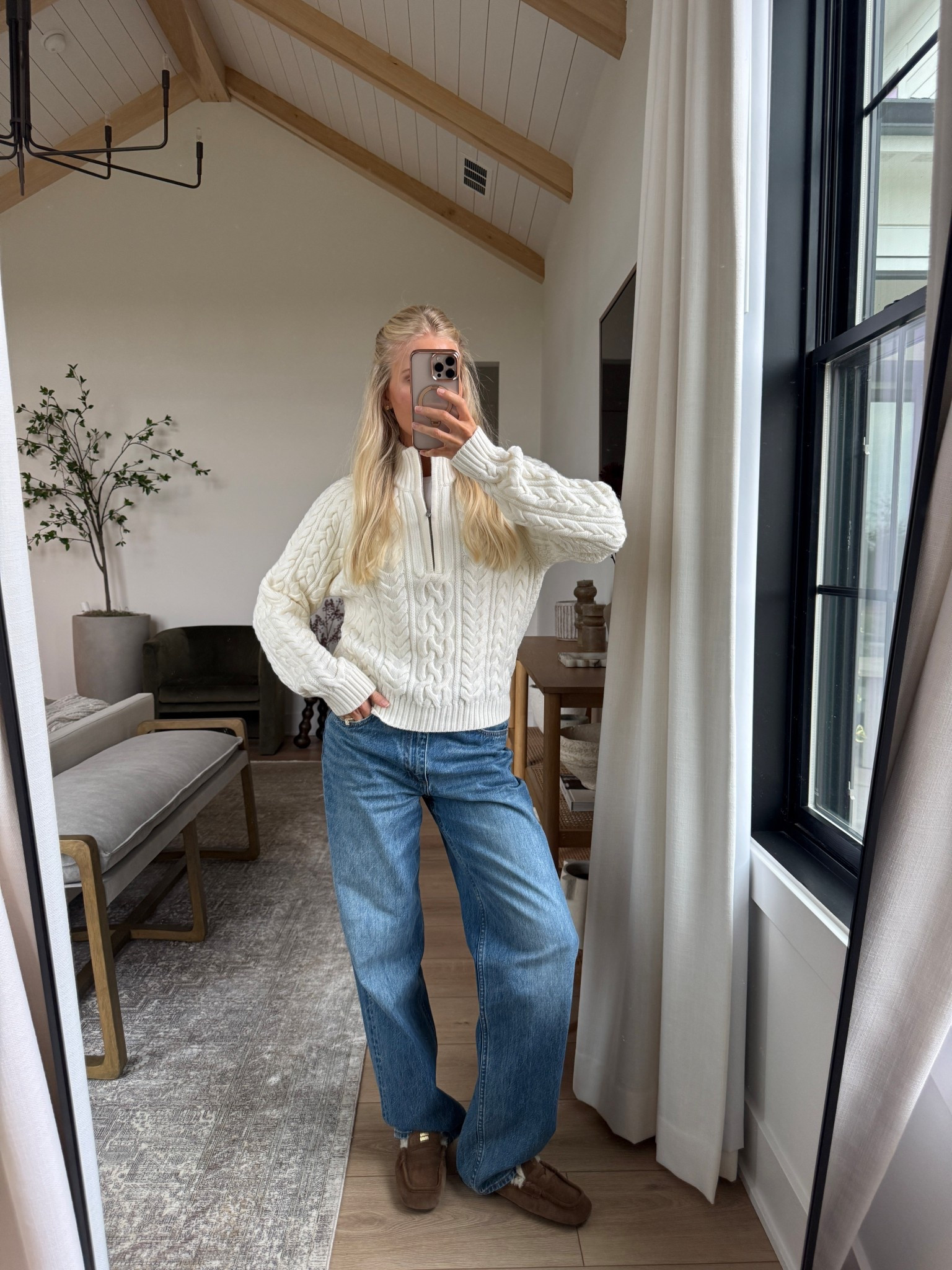 Wearing a medium sweater (whisper white), 27 in jeans (5 yrs kiss n tell bl), shoes are tts! #kathleenpost

Casual fall outfit, fall transition, chunky sweater, school drop off

#LTKStyleTip #LTKSeasonal