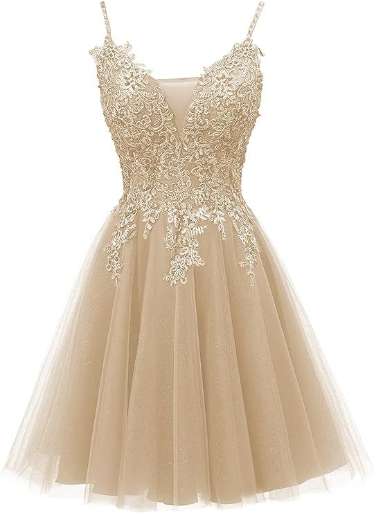 Homecoming Dresses Tulle Prom Dress Appliques Cocktail Party Dress Lace Short Homecoming Dresses ... | Amazon (US)