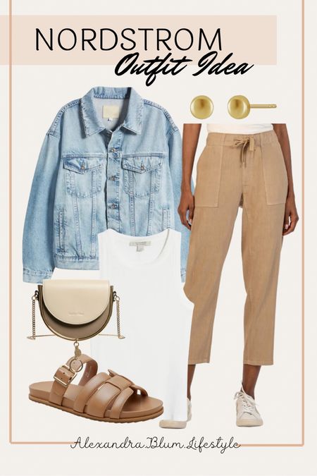 Casual summer outfit from Nordstrom! Cargo capri linen pants and jean jacket! Beige tan sandals and crossbody purse! 

#LTKStyleTip #LTKShoeCrush #LTKFindsUnder100