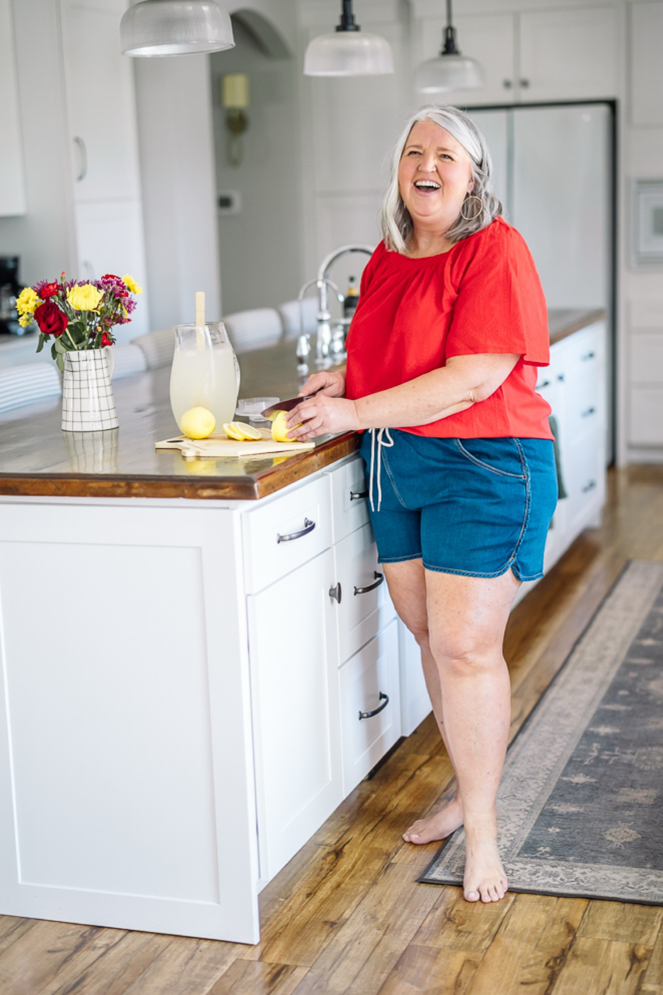 Affordable, real life plus-size summer styles with Lane Bryant. 
14/16 Blouse
16 Shorts 

Measurements for size reference:
5’5” || Bust 46” || Waist 40” || Hip 51” 