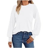 Npasoilc Fall Shirts for Women Pleated Cuffs Long Puff Sleeve Round Neck Pullover Blouse Textured... | Walmart (US)