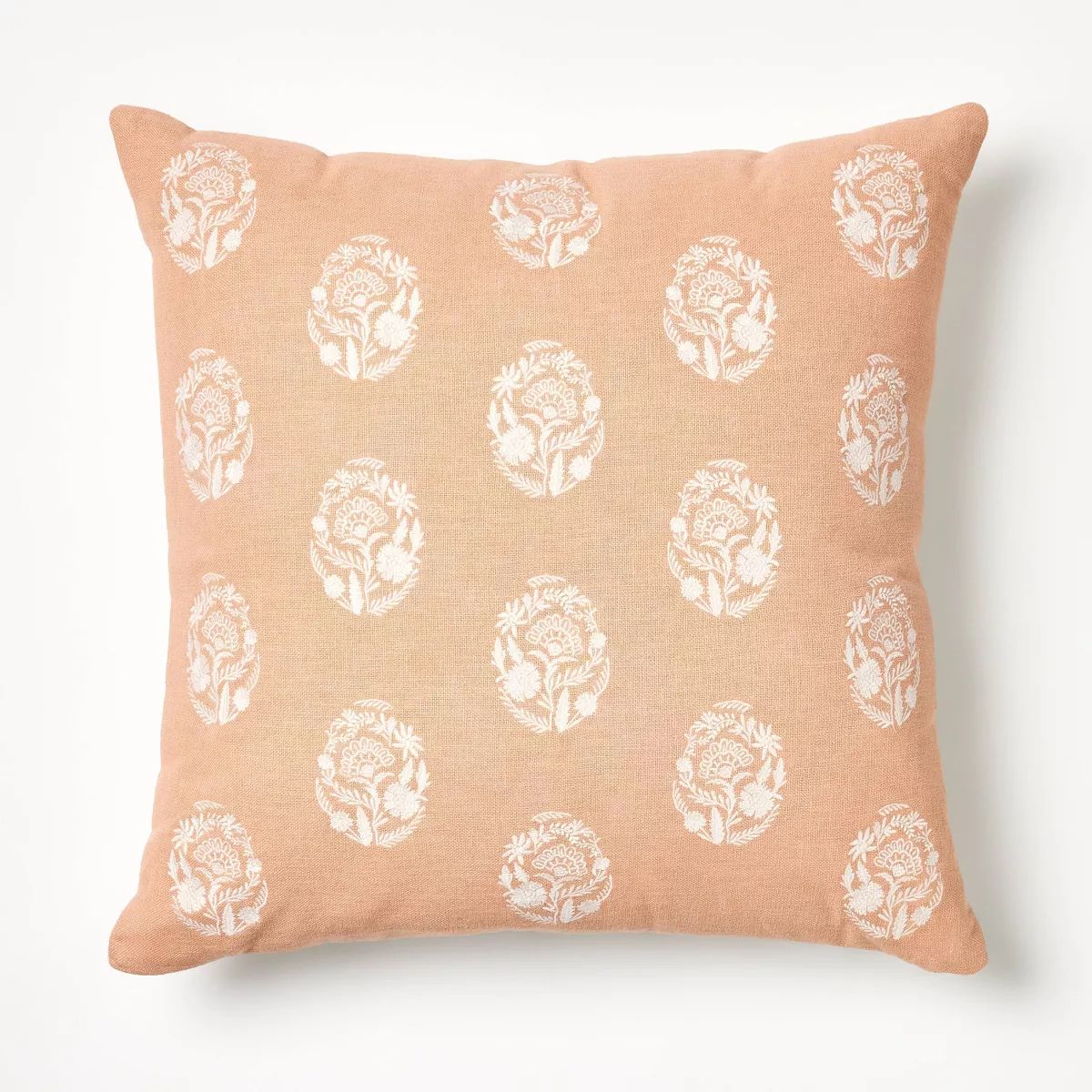 Oversize Embroidered Floral Egg Square Throw Pillow Clay Pink/Cream - Threshold™ designed with ... | Target