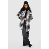 Oversized Wool Look Dogtooth Shacket | Debenhams UK