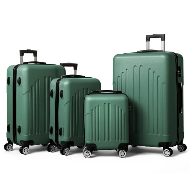 Zimtown 4 Piece Luggage Set, ABS Hard Shell Suitcase Luggage Sets Double Wheels with TSA Lock, Vi... | Walmart (US)