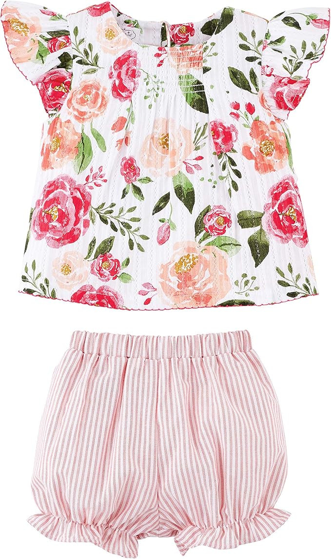 Mud Pie Baby Girls' Floral Short Set | Amazon (US)
