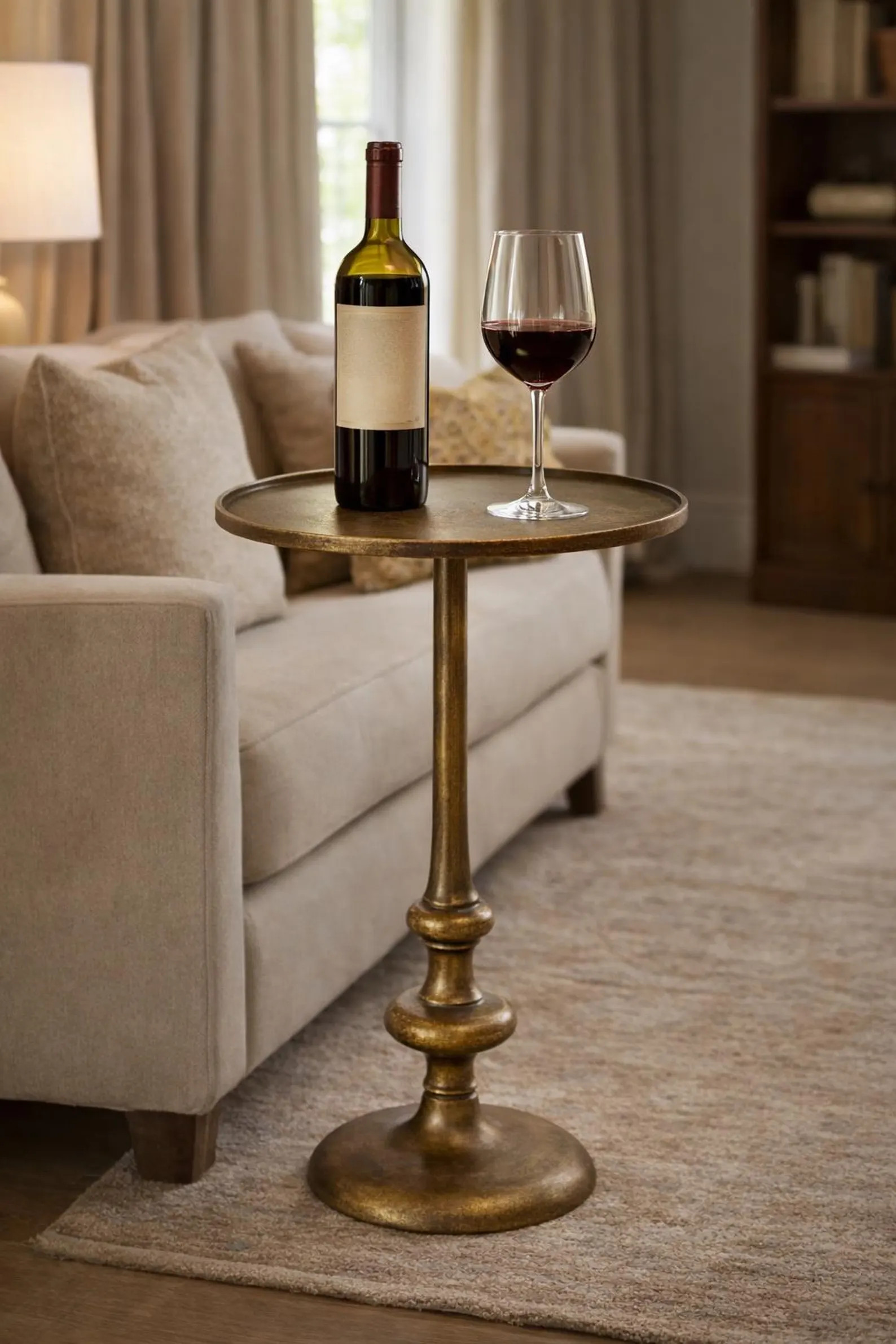 Vintage Brass Antique Pedestal Side Table – Modern Minimalist Accent Coffee, Drink & End Table | Etsy (US)
