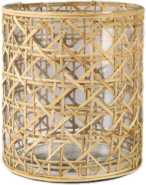 Serene Spaces Living Saigon Cane Wrapped Glass Hurricane Candle Holder, Candle Centerpieces for T... | Amazon (US)