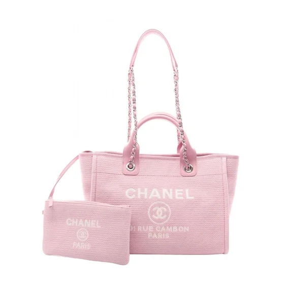 Pre-Owned Chanel Deauville Tote Bag Handbag, Canvas and Leather, Women's, Pink, A67001 | Walmart (US)