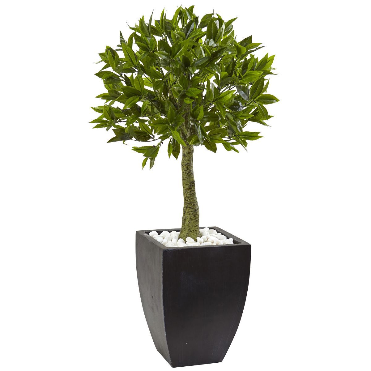 42" Bay Leaf Topiary with Black Wash Planter UV Resistant (Indoor/Outdoor) - Nearly Natural | Target