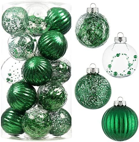 80mm/3.15" Shatterproof Christmas Ball Ornaments,Clear Plastic Decorative Christmas Balls Hanging... | Amazon (US)