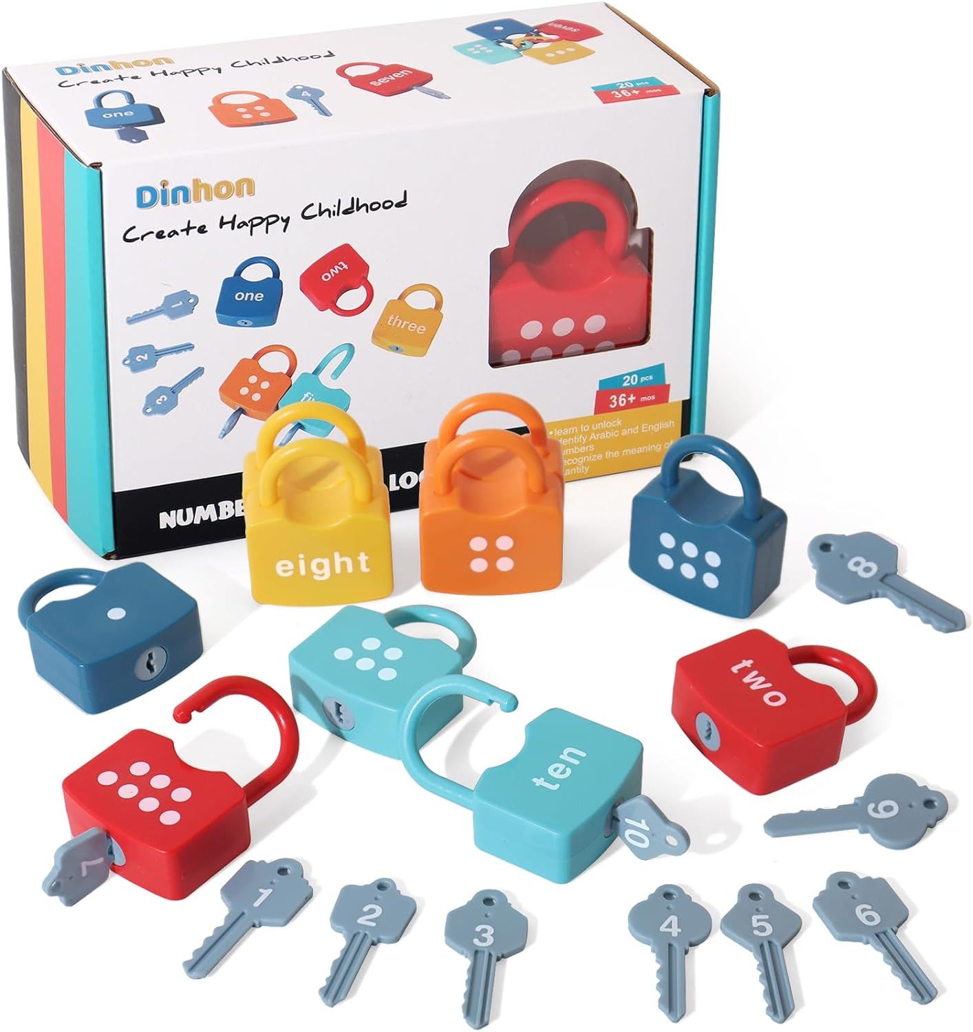 Dinhon Kids Learning Locks with Keys Numbers Matching & Counting Montessori Educational Toys for ... | Amazon (US)