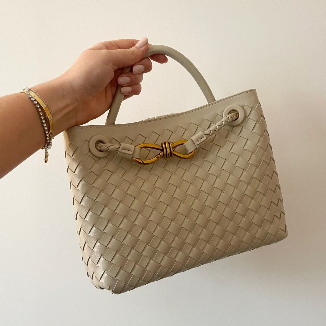 Woven Leather Tote Handbag, Summer, Holiday, Trend Aurora - Etsy | Etsy (US)