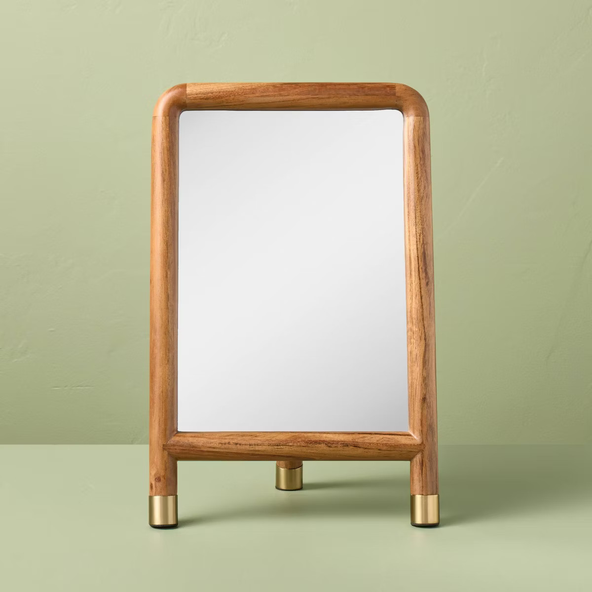 Wood Accent Mirror with Brass Feet - Hearth & Hand™ with Magnolia | Target
