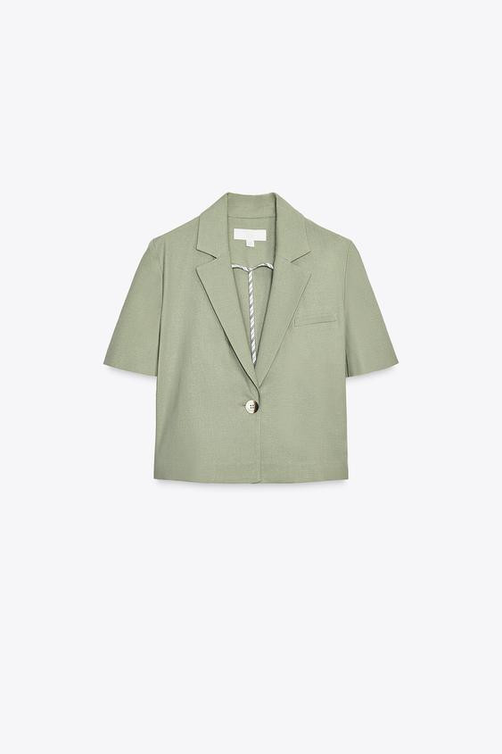 SHORT SLEEVE LINEN BLEND BLAZER | Zara UK