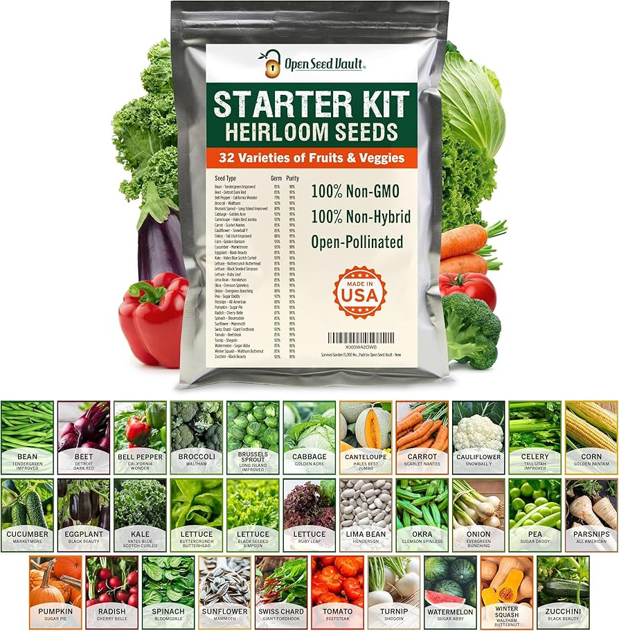 Open Seed Vault 15,000 Non GMO Heirloom Vegetable Seeds for Planting Vegetables and Fruits (32 Va... | Amazon (US)