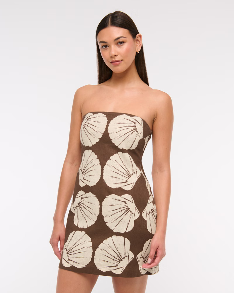 Women's Strapless Linen-Blend Skort | Women's Dresses & Jumpsuits | Abercrombie.com | Abercrombie & Fitch (US)