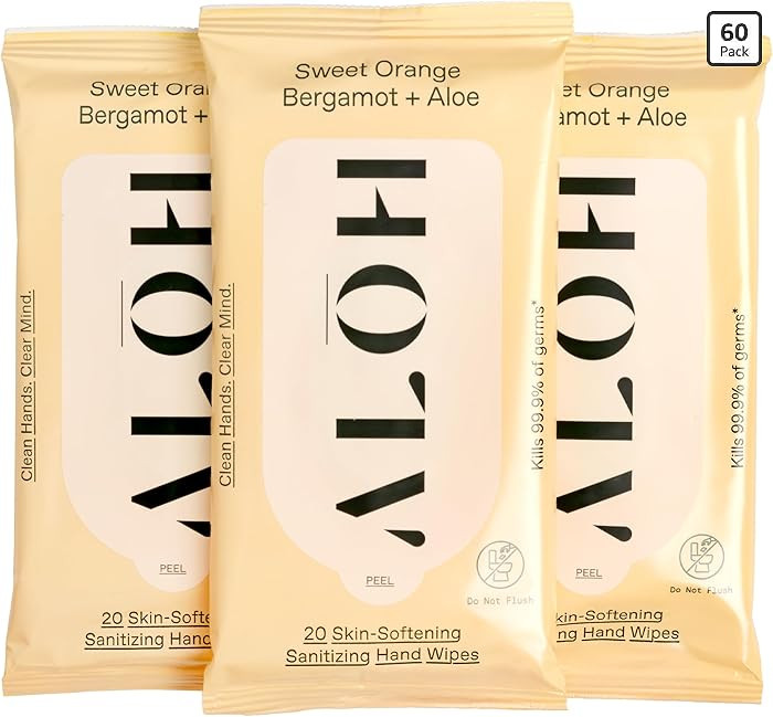 AL\u014cH Sweet Orange Bergamot + Aloe Sanitizing Hand Wipes - Clean Hands, Clear Mind - On The G... | Amazon (US)