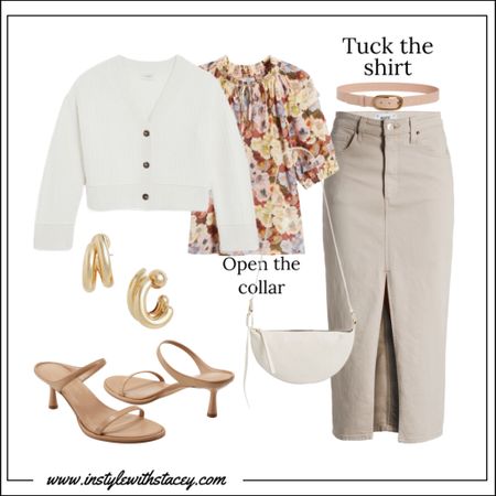 A soft beige denim midi skirt-like this one from Paige-looks great with a soft print, nothing too bold, and a neutral sandal. I’d wear this to meet a friend for lunch! 

#LTKshoecrush #LTKover40 #LTKstyletip